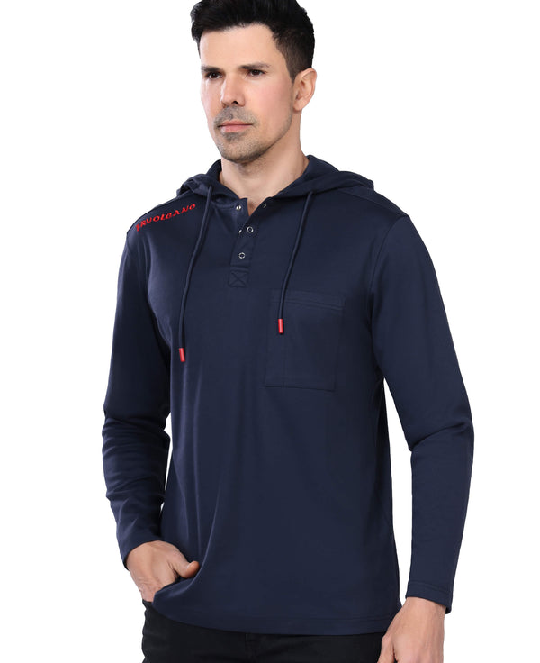 FR Welding Hooded T-Shirts | 6.5oz. 100% Cotton Interlock Knit | Navy
